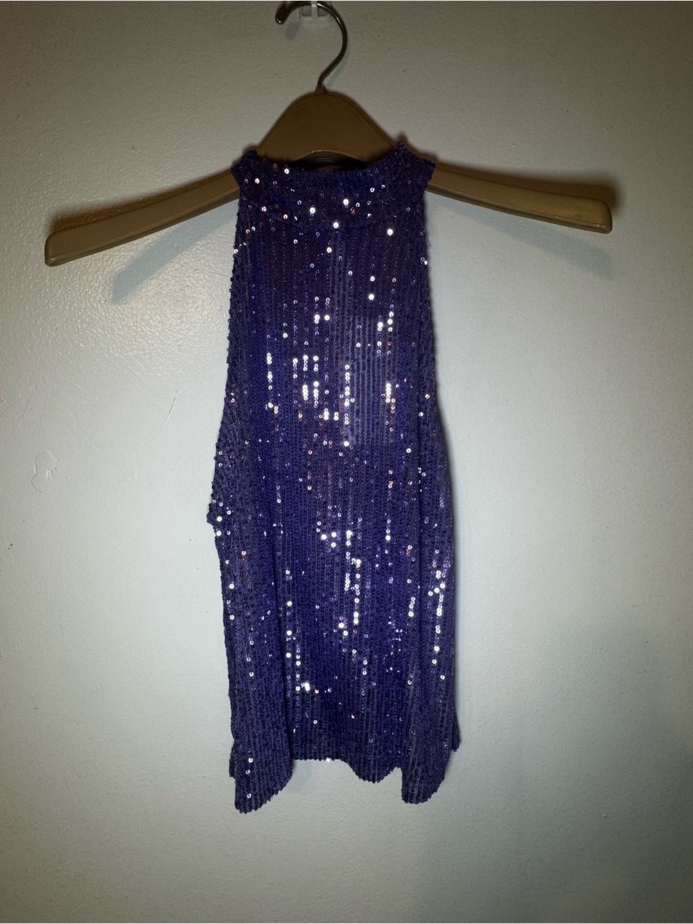 Zara Purple Sequin Halter Neck Top Size Medium